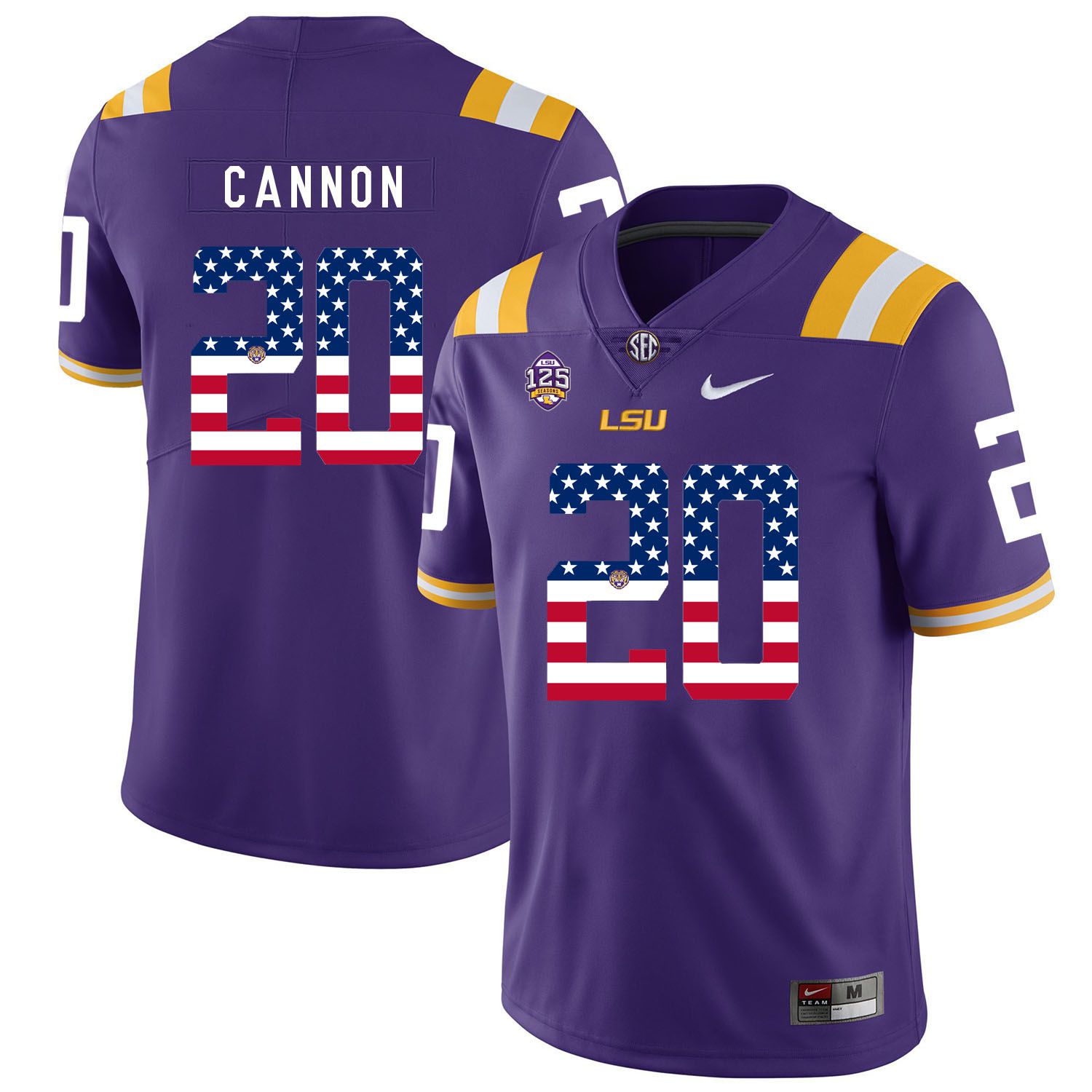 Men LSU Tigers #20 Cannon Purple Flag Customized NCAA Jerseys->customized ncaa jersey->Custom Jersey